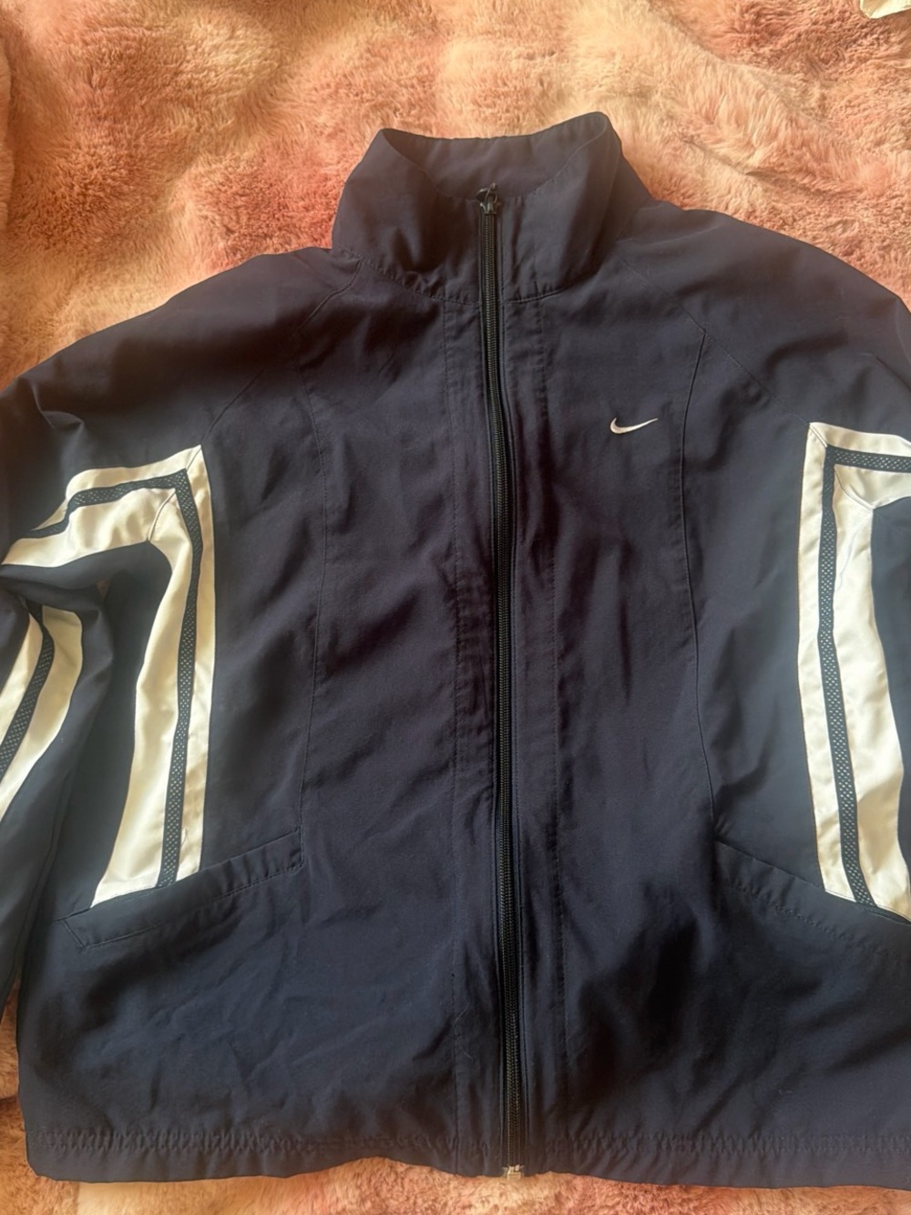 Nike women's Navy Track Jacket with White Stripe